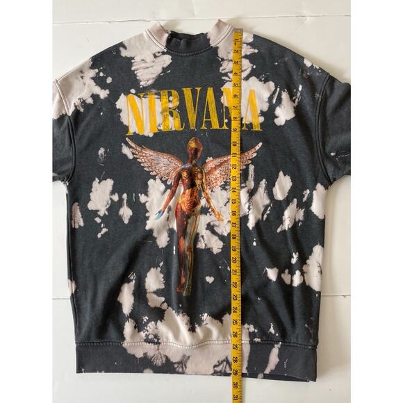 HM Nirvana Tie Dye Sweatshirt Women XS Gray Oversized Grunge - Picture 7 of 9
